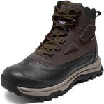 Coostar Snow Boots for Men Insulated Waterproof Construction Winter Hiking Boots, Dark Brown, 13