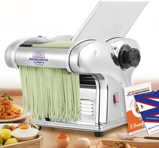 Moongiantgo Máquina de Pasta Fresca Eléctrica Acero Inox con 3 Cuchillas de 1.5, 4, 9mm, 9 Marchas de Grosor Ajustable para Fideos Espaguetis Ravioli