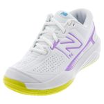 New Balance Women's 696 V5 Hard Court Tennis Shoe, White/Purple Fade, 5 Wide