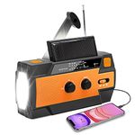 NPET Emergency Solar Hand Crank Radio,4000mAh AM/FM/NOAA Portable Weather Radio for Hurricane Season,with 1W LED Flashlight,Cell Phone Charger,Motion Sensor Reading Lamp