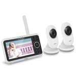 [Newly Upgraded] VTech VM350-2 Video Monitor with Battery supports 12-hr Video-mode, 21-hr Audio-mode, 5" Screen, 2 Cameras, 1000ft Long Range, Bright Night Vision, 2-WayTalk, Auto-onScreen, Lullabies