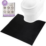 Tidy Lou Potty Training Boys Solution - 25 x Black Disposable Toilet Floor Mats - Absorbent Commode Liner Pads for Clean Toilets - Non Slip Black Bathroom Rugs - U Shape - Incontinence - Unscented