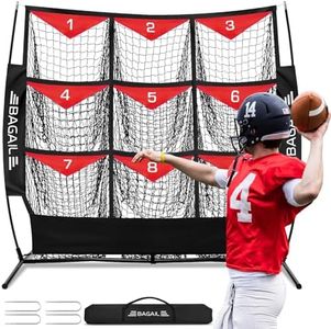 BAGAIL Football Throwing Net, 9 Target Pockets Football Net, QB Accuracy Trainer, Fun Practice Net for Football with Carry Bag - Black