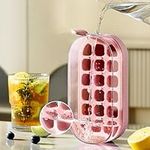 Fuvdreamer Ice Cube Tray,Ice Cube Trays for Freezer,Easy-Release 18 Nugget Ice Container with Spill-Resistant Cover,Ice out Fast,Suitable for Cocktail, Whiskey,Beer, Coffee, Juice. (pink)