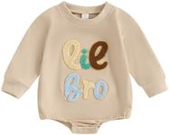 VISGOGO Little Brother Newborn Outfit Infant Baby Boy Big Lil Brother Matching Sweatshirt Romper Sweater Toddler Boy Clothes (Beige-Lil Bro, 0-3 Months)