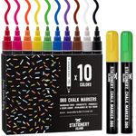 STATIONERY ISLAND Chalk Pens for Blackboards, Pack of 10 Neon Colours Chalk Markers, Chalkboard Pens for Window and Glass, Wipeable Liquid Chalk Pens Washable