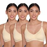 INKURV Womens Cotton Bra Regular Use with Rich Micro Cotton Blend Fabric Combo of (3) (Skin_Skin_Skin_38B)