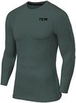 TCA Performance Long Sleeve Compression Shirt Men - BJJ Rashguard, Mens Compression Shirt, White/Black Compression Shirts Men - Darkest Spruce, XX-Large