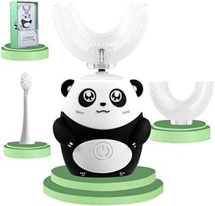 KAQINWX Kids Electric Toothbrushes, U Shaped Toddler Toothbrush, Panda Ultrasonic Kids Toothbrush with Smart Timer, 3 Brush Heads Replacement, 3 Clean Modes, IPX7 Waterproof for Child 2-12