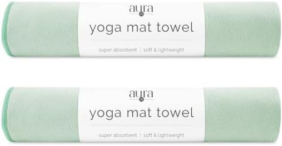S&T INC. Aura Yoga Mat Towel, Quick Dry Towel, Soft and Absorbent for Gym, Pilates, and Hot Yoga Mat, 2 Pack, 26.5 inches x 72 inches, Microfiber, Sage Green