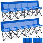 Suzile 2 Pack 6 Seater Folding Soccer Bench, Foldable Team Sports Sideline Bench with Mesh Seat and Carry Bag, Portable Bench Chair for Soccer, Camping, Beach, Party