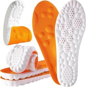 4D Cloud Steppers Insoles for Men and Women - Shock Absorption Inserts, Soft Anti-Fatigue, Relieve Foot Pain, Memory Foam Insoles for Shoes, Boots & Sneakers (Orange, Men: US 7-10/ Women: US 8.5-12)