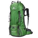 60L Waterproof Hiking Backpack Camping Travel Hiking Hunting with Rain Cover (Green)