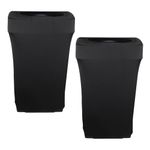 BSTKEY 23 Gallon Stretch Spandex Trash Can Cover, 2 Pack Outdoor Fitted Waste Container Cover Rectangular Garbage Can Covers for Wedding Party Commercial Fundraiser Decor, Without Trash Can (Black)