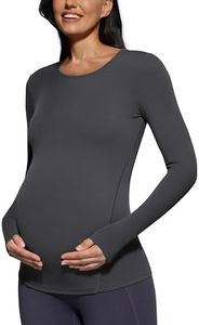 POSHDIVAH Women's Maternity Long Sleeve T Shirts Scoop Neck Pregnancy Tee Top Mama Clothes - Gray, X-Small