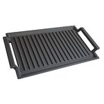 COVERCOOK Cast Iron Griddle Grill Pan, Rectangular Grill, 2 Handles, 43 x 23 cm Griddle Pan for Induction Hob Open Fire Oven Electric Cooktop Outdoor Grills,Ridged Surface