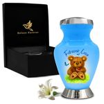 Baby Urns for Ashes Boy & Girl - Teddy Bear Urn for Baby Ashes - Honor Your Loved One with Handcrafted Infant Urns for Babies, Cremation Urn for Children & Kids (Baby Blue, Small)