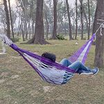 CRM TRADERS Handcrafted Nylon Rope Swing Hammock Garden Net Mesh Bed For Camping & Activities, Multicolor