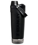 Stanley Activate Shaker Bottle 20 oz | Leakproof Insulated Stainless Steel Shaker Cup | Base Storage and Twist On Fast Flow Lid | Protein Shakes and Pre Workout Powder | BPA-Free | Black
