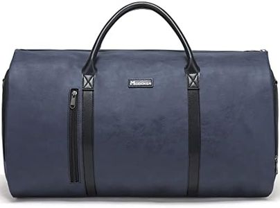 Modoker Leather Garment Bag for Travel, Carry On Suit Carrier Travel Bag with Shoulder Strap/Multiple Pockets - Ideal for Business Trips & Weekend Getaways - The Garment Duffel Bag for Traveling Men, C-Blue