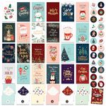 Decorably 24 Pack Foiled & Glittery Assorted Christmas Cards Box Set with Envelopes & Stickers, 24 Unique Designs Printed Message Inside Boxed Christmas Cards, 4x6in Christmas Greeting Cards Christmas