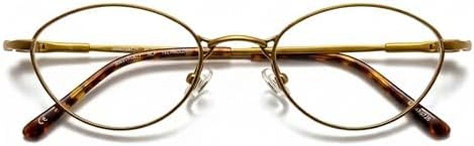 Hit Notion Modified Oval Prescription Eyeglass Frames for Men Women - Metal Full Rim - Bronze Antique Gold - 45-19-140 - Lightweight Comfortable Fit