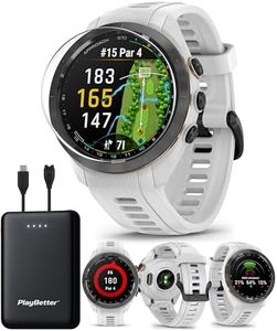 Garmin Approach S70 (White, 42mm) Golf GPS Watch Bundle - AMOLED Display, Virtual Caddie & PlaysLike Distance - Includes PlayBetter 5000mAH Portable Charger & Screen Protectors