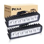 PICAA 2PCS 18W Led Work Spot Light Bar 6in Car Spot Beam Slim Driving Lamp 12V 24V Waterproof for Car Truck Boat SUV ATV 4WD Offroad