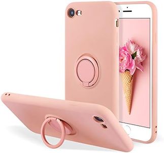 UEEBAI Case for iPhone 7 Plus iPhone 8 Plus, Slim Liquid Silicone Phone Case with 360 Rotatable Ring Holder Kickstand wtih Magnetic Car Mount Gel Rubber Shockproof TPU Bumper Case Cover - Pink