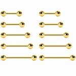 NewkeepsR 6pcs-12G/10G(2.0mm/2.5mm) Thickness with 8/10/12/14/16/19mm Length Steel Externally Threaded Barbell,Industrial Tongue Cheek Dimple Piercing, Alloy Steel, stainless steel