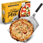 Checkered Chef Pizza Peel - Extra Large, Stainless Steel Metal Pizza Paddle with Folding Handle, Outdoor Pizza Oven Accessories - 13 Inch x 15 Inch