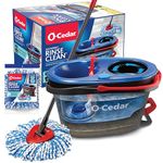 O-Cedar EasyWring RinseClean Microfiber Spin Mop & Bucket Floor Cleaning System with 1 Extra Refill, Grey