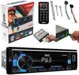 Pyle MP3 Stereo Receiver Power Amplifier, AM/FM/MP3/AUX Stereo Receiver, USB Flash Readers, Single DIN, 30 Preset Memory Stations, LCD Display with Remote Control, RGB Button