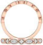 INSPEREZA NEW YORK Inspereza Solid 10K Real Rose Gold Milgrain Wedding Band for Women | 1/10 Carat Round Cut Vintage diamond engagement rings | Simple Gold Stackable Rings (H-I Color, I2-I3 Clarity)