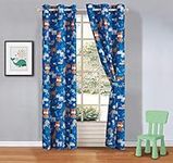 Kids zone Home Linen 2 Panel Curtain Set with Grommet for Boys Girls Teens Bedroom Multicolor Set New (Blue Dog Bones Balls Puppies Brown White Orange)