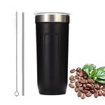 URZOP Travel Coffee Mug 24OZ Insulated Bottle Leakproof Coffee Mugs Double Wall Vacuum Tumbler Stainless Steel Reusable Coffee Cup with Spill-Proof Lid and Straw(Black)