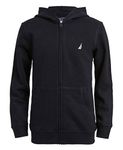 Nautica Boys' Zip Up Hoodie Sweatshirt, Signature Logo Design, Kangaroo Pockets, Made with Lightweight Fleece, Navy, 18-20