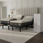 Blissful Nights e4 Split King Adjustable Bed Base Frame with 12" Medium Firm Copper and Gel Infused Memory Foam Mattress