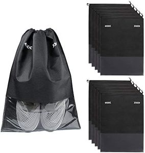 10 Pcs Bolsas de Zapatos Multifunción a Prueba de Polvo Bolsa Impermeable Telas no Tejidas Zapatos para Hombres y Mujeres con Ventana Transparente y Cordón(Raya)