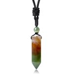 XIANNVXI Indian Agate Men's Necklaces Adjustable Rope Pendant Necklace for Men Healing Crystal Necklace Natural Gemstone Necklace Reiki Quartz Jewellry for Women