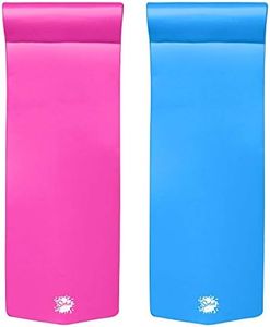 TRC Recreation Splash 1.25 Inch Thick Foam Swimming Pool Float Mat Large Adult Lounger with Built-in Roll Pillow, 1 Bahama Blue & 1 Flamingo Pink