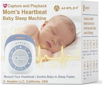 Amplim Mom's Heartbeat Baby Sleep Soother Sound Machine – Portable Rechargeable with 19 Soothing Sounds, Heartbeat Playback, Crib & Stroller Strap – Ideal for Newborns, Infants & Baby Shower Registry