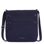 Vera Bradley Women's Microfiber Triple Zip Hipster Crossbody Purse, True Navy, One Size