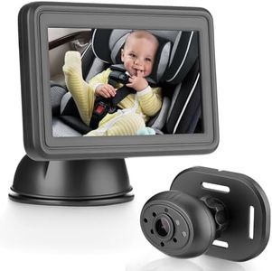 GEARCELL Baby Car Camera HD 1080P Baby Mirror with 4.3'' Display for Rear Seat, Backseat Monitors with Night Vision Function, Wide View Angle, Rear Facing Seat Safety Mirror Kit