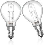 Lamptobe E14 Halogen Bulbs, 42W Dimmable Halogen Light Bulbs, G45/P45 Small Edison Screw Golf Ball Bulb,2700K Warm White Clear Mini Globe Light Bulb, 613lm for Chandelier Wall Lamp-2Pack