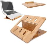 iCozzier Bamboo Foldable Laptop Stand Holder Adjustable Notebook Computer Tablet Desk Bed Heat Dissipation Mount for MacBook,Netbook,Ultrabook