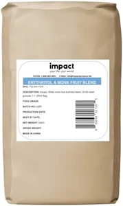 Impact White Monk Fruit & Erythritol Sweetener Blend - Gluten Free, Zero Calories, Net Carbs, Keto, Vegan, Non-GMO - 1 is to 1 Sugar Substitute - 55lbs