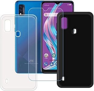 FZZSZS Case for ZTE Blade A51 + Tempered Glass Screen Protector Protective Film,Slim Transparent + Black Soft Gel TPU Silicone Protection Phone Case Cover for ZTE Blade A51 (6.52")