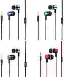 CCeCCe 4 Pack Wired Earbuds 3.5MM 3 Pole Stereo Earphone in-Ear Headphone without MIC 1Meter Braided Cord Headset for MP3 Cassette Recorder CD Player Music Phone Computer Laptop PC Tablet
