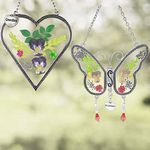 Banberry Designs Grandma Gifts - Grandma Butterfly - Heart Sun Catcher with Grandmother Charm - Combo Pack of Pressed Flower Suncatchers - Gifts for Grandma